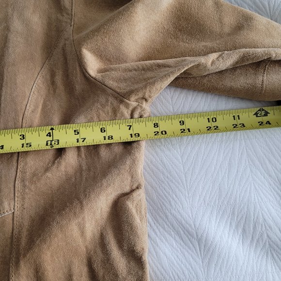 Margaret Godfrey Womens Camel Suede Jacket Blouse size 12 - Picture 6 of 14